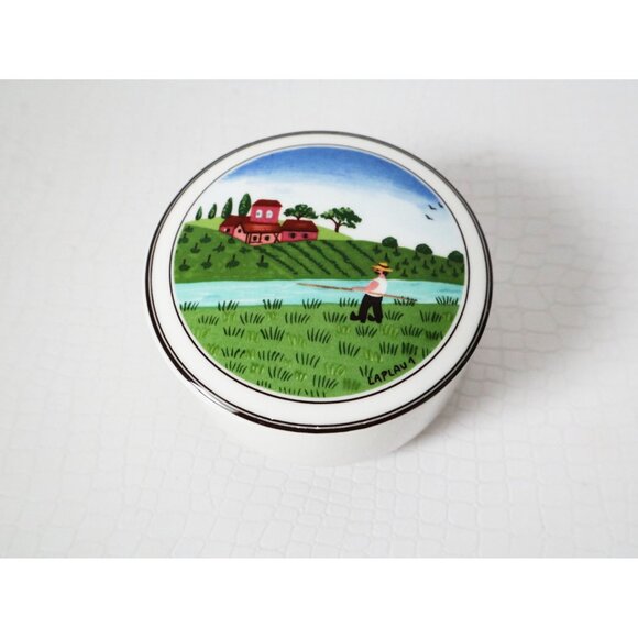 Vintage Villeroy and Boch Trinket Box Signed Laplau Design Naif Covered Candy - Picture 1 of 6